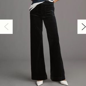 Anthropologie Maeve Black Flare Pants Side Zip 10 NEW